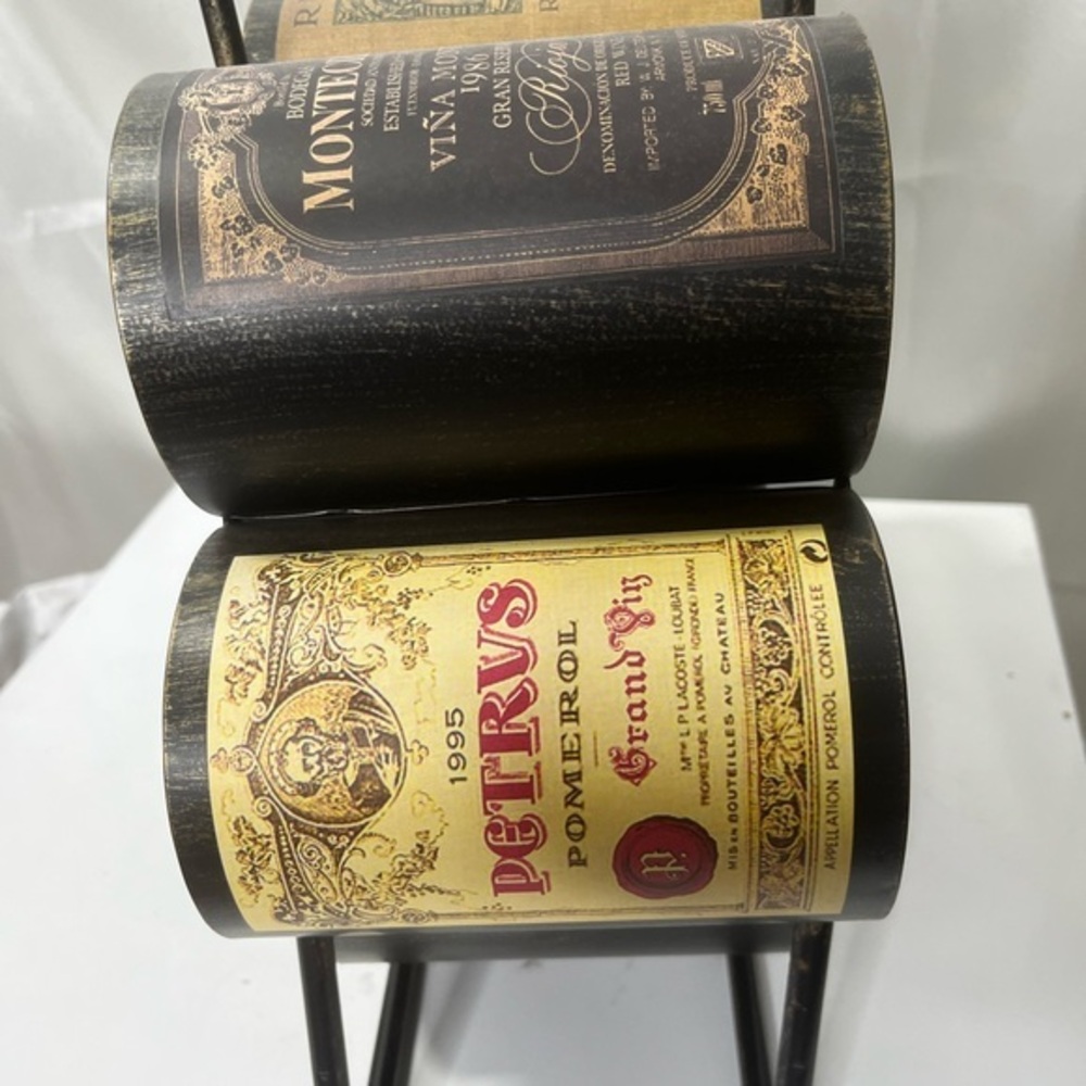 Very Rare Vintage Black Metal Wine Rack for 6 bottles